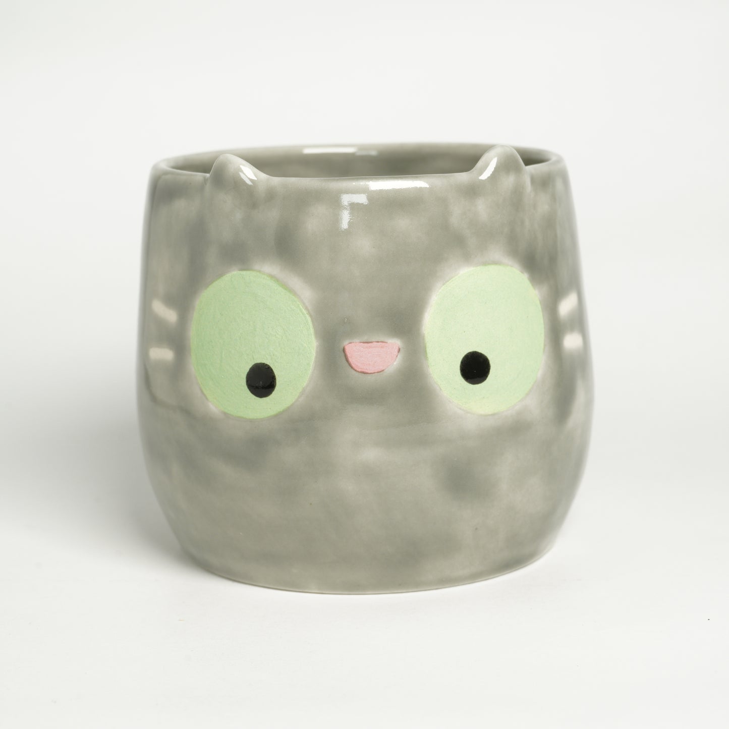 Cache Pot - Gloss Grey Kitty